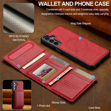 LC.IMEEKE L5 For Samsung Galaxy S23 FE Magnetic Phone Case Leather Back Cover with Detachable Card Holder