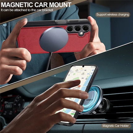 LC.IMEEKE L5 For Samsung Galaxy S23 FE Magnetic Phone Case Leather Back Cover with Detachable Card Holder