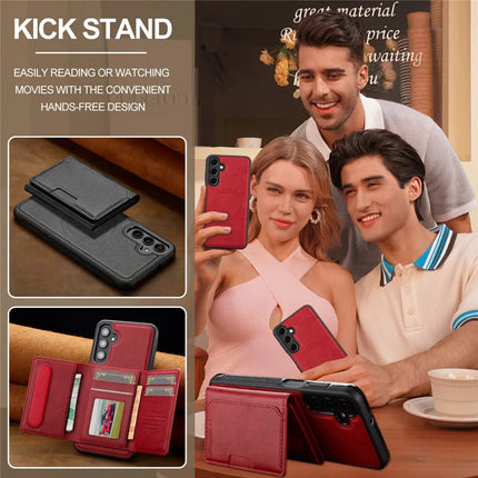 LC.IMEEKE L5 For Samsung Galaxy S23 FE Magnetic Phone Case Leather Back Cover with Detachable Card Holder