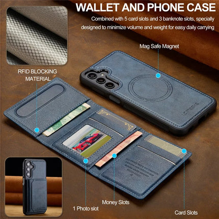 LC.IMEEKE L5 For Samsung Galaxy S23 FE Magnetic Phone Case Leather Back Cover with Detachable Card Holder