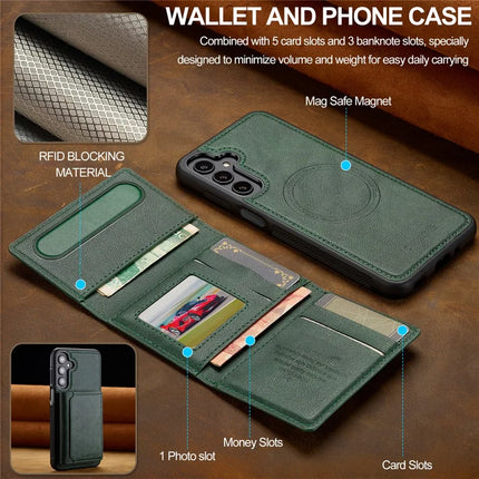LC.IMEEKE L5 For Samsung Galaxy S23 FE Magnetic Phone Case Leather Back Cover with Detachable Card Holder