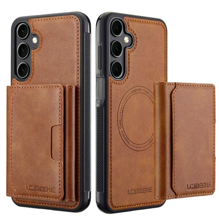 LC.IMEEKE L5 For Samsung Galaxy S23 FE Magnetic Phone Case Leather Back Cover with Detachable Card Holder