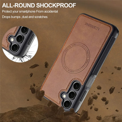 LC.IMEEKE L5 For Samsung Galaxy S23 FE Magnetic Phone Case Leather Back Cover with Detachable Card Holder