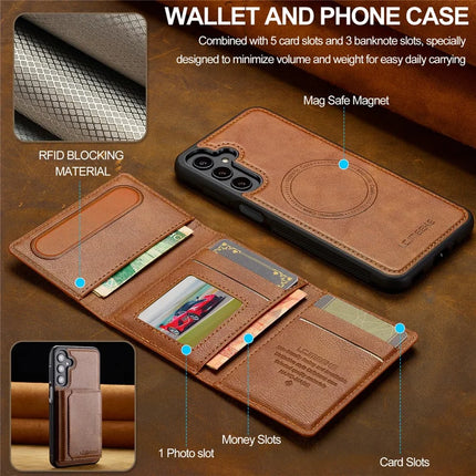 LC.IMEEKE L5 For Samsung Galaxy S23 FE Magnetic Phone Case Leather Back Cover with Detachable Card Holder