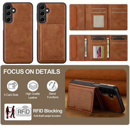 LC.IMEEKE L5 For Samsung Galaxy A35 5G Magnetic Phone Case Leather Back Cover with Detachable Card Holder