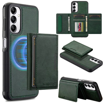 LC.IMEEKE L5 For Samsung Galaxy A54 5G Magnetic Phone Case Leather Back Cover with Detachable Card Holder - Green
