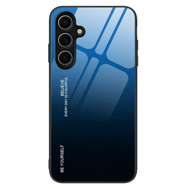 For Samsung Galaxy A16 5G  /  4G Case Gradient Color Tempered Glass+TPU Phone Cover - Blue  /  Black