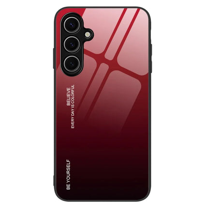 For Samsung Galaxy A16 5G  /  4G Case Gradient Color Tempered Glass+TPU Phone Cover - Red  /  Black