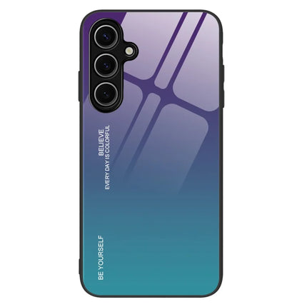 For Samsung Galaxy A16 5G  /  4G Case Gradient Color Tempered Glass+TPU Phone Cover - Purple  /  Blue