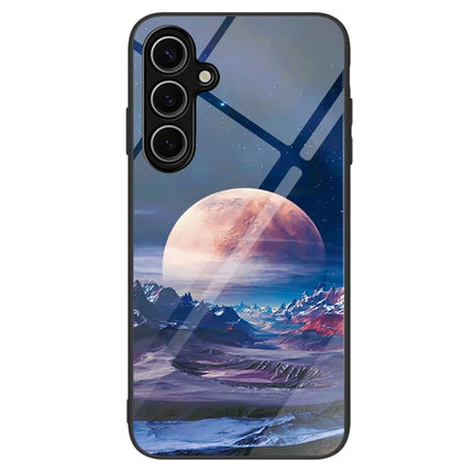 For Samsung Galaxy A16 5G  /  4G Case Tempered Glass+PC+TPU Phone Protector Pattern Printing - White Planet