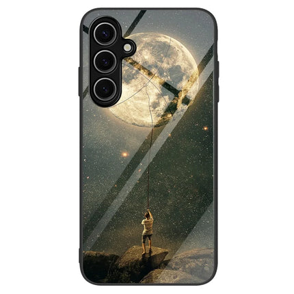 For Samsung Galaxy A16 5G  /  4G Case Tempered Glass+PC+TPU Phone Protector Pattern Printing - Moon