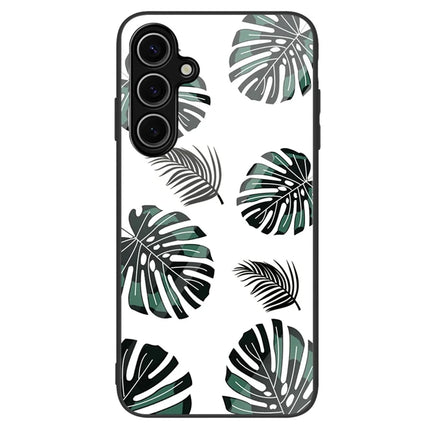 For Samsung Galaxy A16 5G  /  4G Case Tempered Glass+PC+TPU Phone Protector Pattern Printing - Leaves