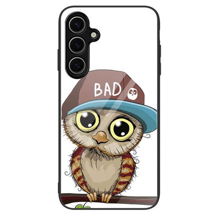 For Samsung Galaxy A16 5G  /  4G Case Tempered Glass+PC+TPU Phone Protector Pattern Printing - Owl