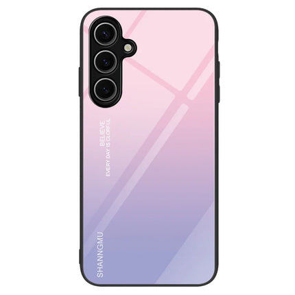 For Samsung Galaxy A16 5G  /  4G Case Tempered Glass+PC+TPU Phone Protector Pattern Printing - Gradient Pink Purple