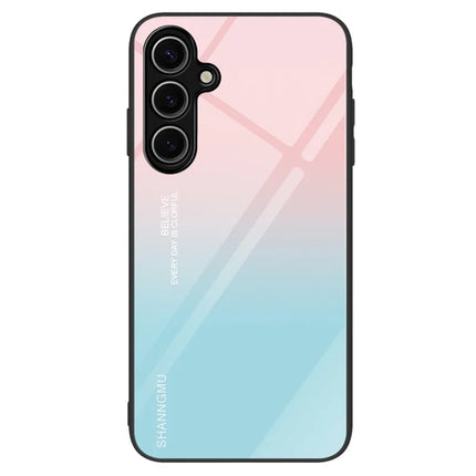 For Samsung Galaxy A16 5G  /  4G Case Tempered Glass+PC+TPU Phone Protector Pattern Printing - Gradient Pink Blue
