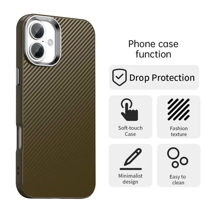 For iPhone 16 Plus Case Cell Phone Hybrid Back Cover Carbon Fiber Texture