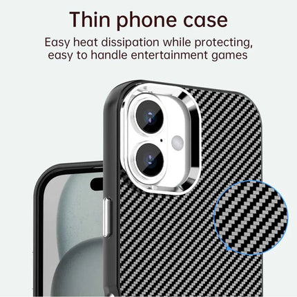 For iPhone 16 Plus Case Cell Phone Hybrid Back Cover Carbon Fiber Texture