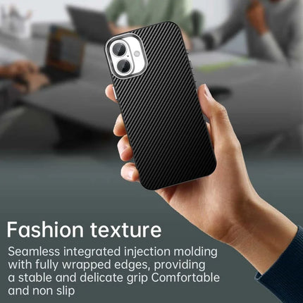 For iPhone 16 Plus Case Cell Phone Hybrid Back Cover Carbon Fiber Texture