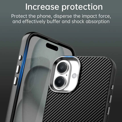 For iPhone 16 Plus Case Cell Phone Hybrid Back Cover Carbon Fiber Texture