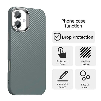 For iPhone 16 Plus Case Cell Phone Hybrid Back Cover Carbon Fiber Texture