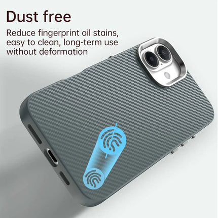 For iPhone 16 Plus Case Cell Phone Hybrid Back Cover Carbon Fiber Texture