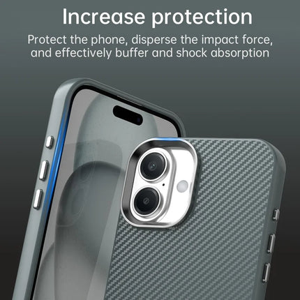 For iPhone 16 Plus Case Cell Phone Hybrid Back Cover Carbon Fiber Texture