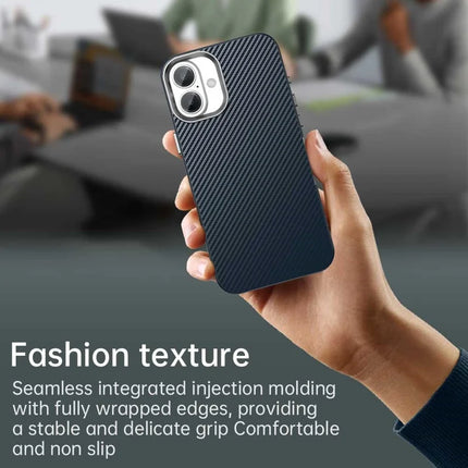 For iPhone 16 Plus Case Cell Phone Hybrid Back Cover Carbon Fiber Texture