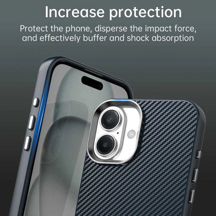 For iPhone 16 Plus Case Cell Phone Hybrid Back Cover Carbon Fiber Texture