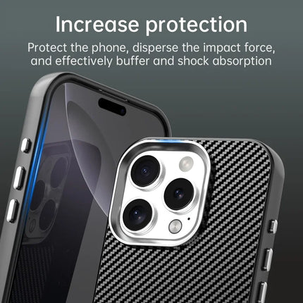 For iPhone 16 Pro Case Cell Phone Hybrid Back Cover Carbon Fiber Texture