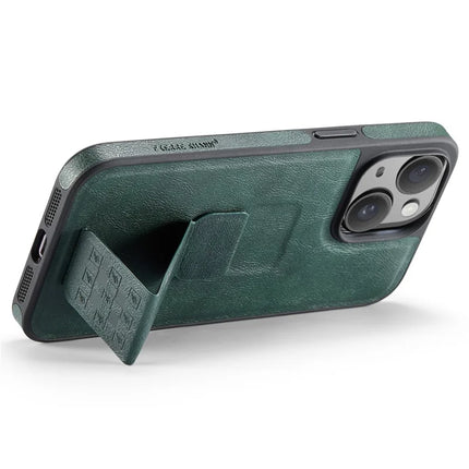 FIERRE SHANN For iPhone 14 Case Kickstand Leather Slim Back Cover