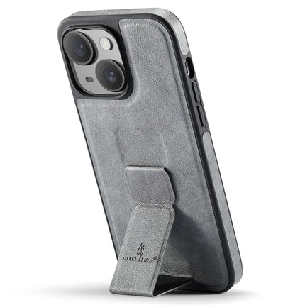 FIERRE SHANN For iPhone 14 Case Kickstand Leather Slim Back Cover