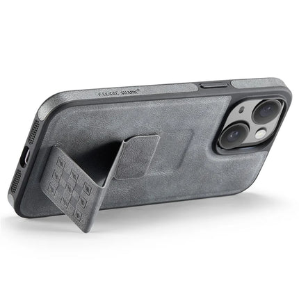 FIERRE SHANN For iPhone 14 Case Kickstand Leather Slim Back Cover