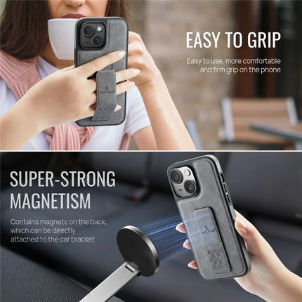 FIERRE SHANN For iPhone 14 Case Kickstand Leather Slim Back Cover