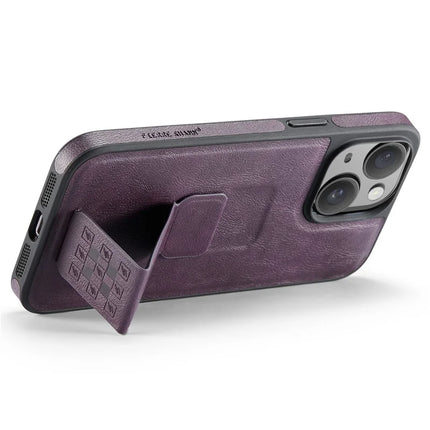 FIERRE SHANN For iPhone 14 Case Kickstand Leather Slim Back Cover
