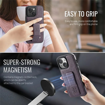 FIERRE SHANN For iPhone 14 Case Kickstand Leather Slim Back Cover