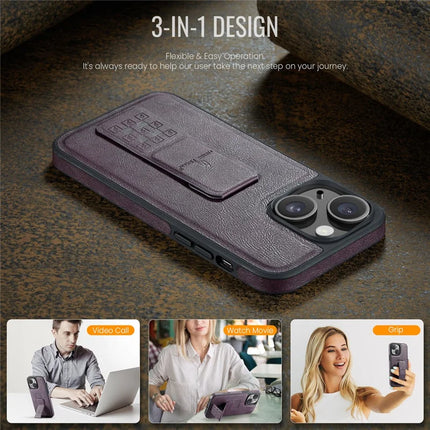 FIERRE SHANN For iPhone 14 Case Kickstand Leather Slim Back Cover