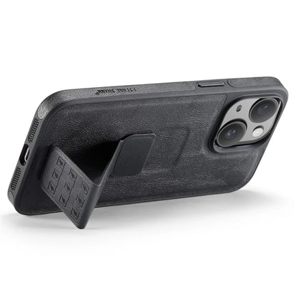 FIERRE SHANN For iPhone 14 Case Kickstand Leather Slim Back Cover