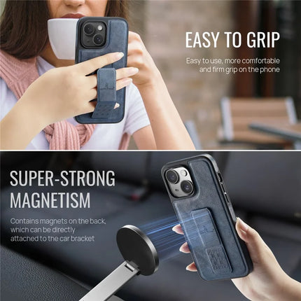 FIERRE SHANN For iPhone 14 Case Kickstand Leather Slim Back Cover