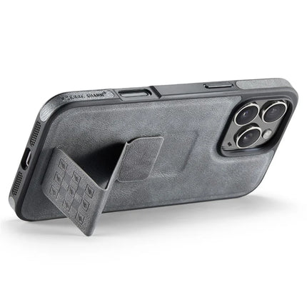 FIERRE SHANN For iPhone 15 Pro Max Case Kickstand Leather Slim Back Cover