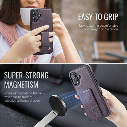 FIERRE SHANN For iPhone 16 Case Kickstand Leather Slim Back Cover