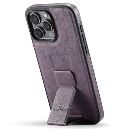 FIERRE SHANN For iPhone 16 Pro Max Case Kickstand Leather Slim Back Cover