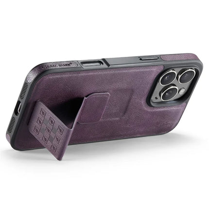 FIERRE SHANN For iPhone 16 Pro Max Case Kickstand Leather Slim Back Cover