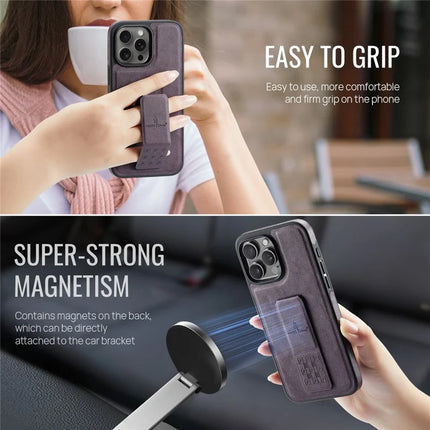 FIERRE SHANN For iPhone 16 Pro Max Case Kickstand Leather Slim Back Cover