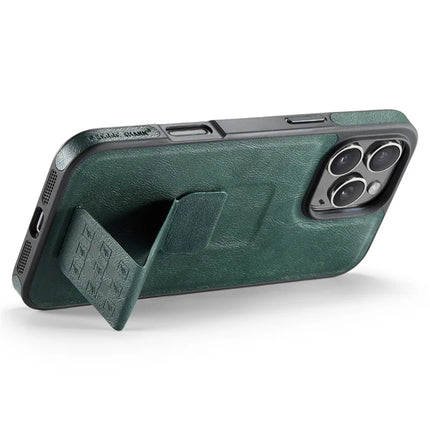 FIERRE SHANN For iPhone 16 Pro Max Case Kickstand Leather Slim Back Cover