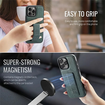 FIERRE SHANN For iPhone 16 Pro Max Case Kickstand Leather Slim Back Cover