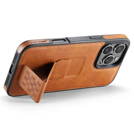 FIERRE SHANN For iPhone 16 Pro Max Case Kickstand Leather Slim Back Cover