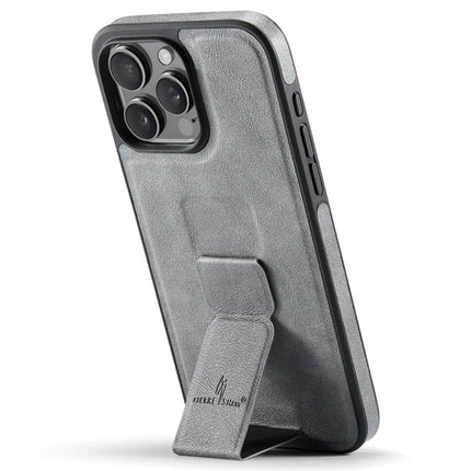 FIERRE SHANN For iPhone 16 Pro Max Case Kickstand Leather Slim Back Cover
