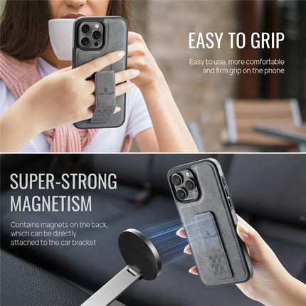 FIERRE SHANN For iPhone 16 Pro Max Case Kickstand Leather Slim Back Cover