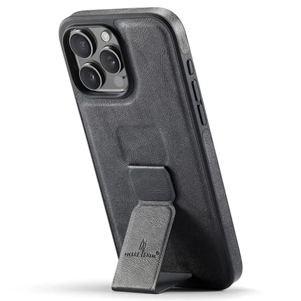 FIERRE SHANN For iPhone 16 Pro Max Case Kickstand Leather Slim Back Cover