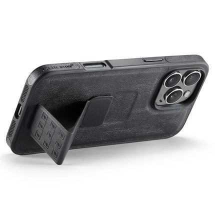 FIERRE SHANN For iPhone 16 Pro Max Case Kickstand Leather Slim Back Cover